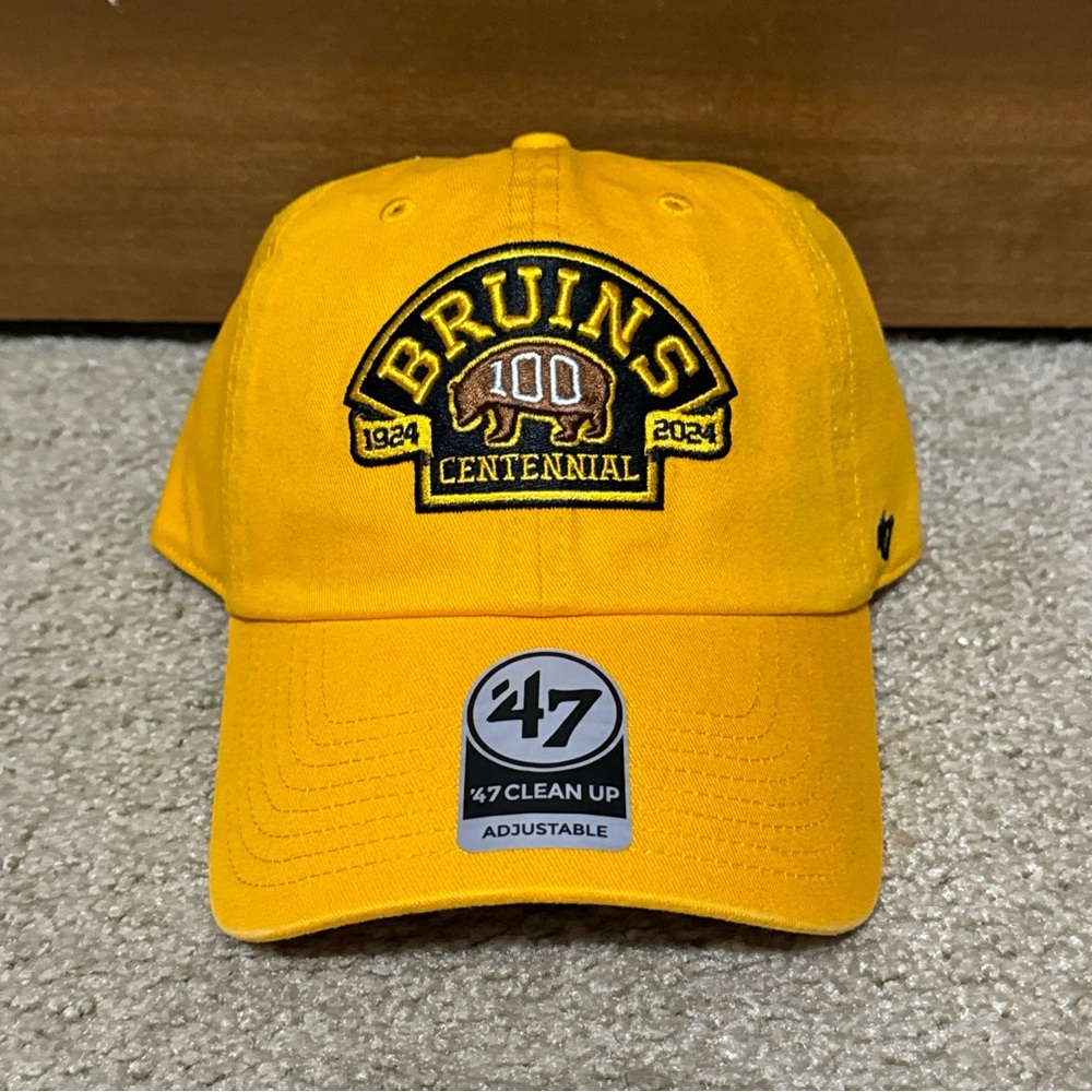 '47 Brand Clean Up Boston Bruins Centennial 100th Adjustable Strapback Hat Cap